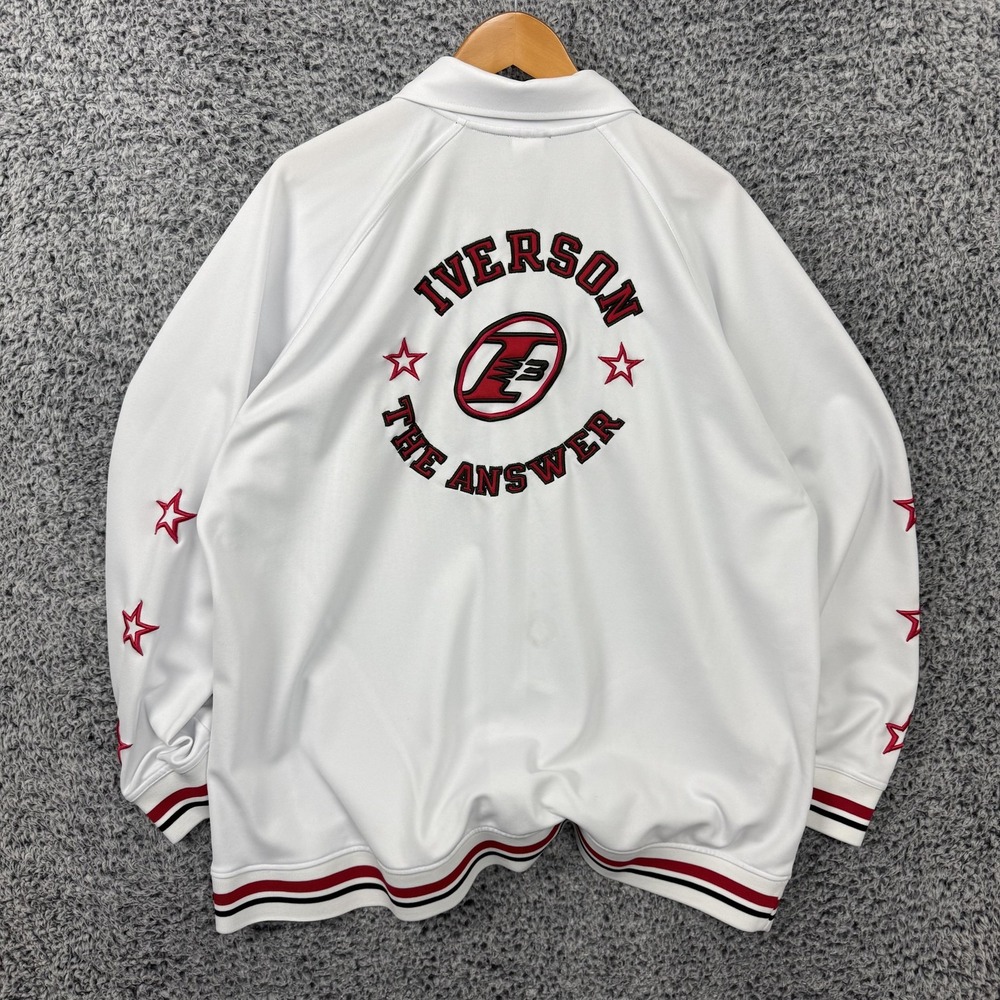 Vintage Allen Iverson Jacket Mens 2XL NBA Warm Up Baggy Streetwear 00s Reebok